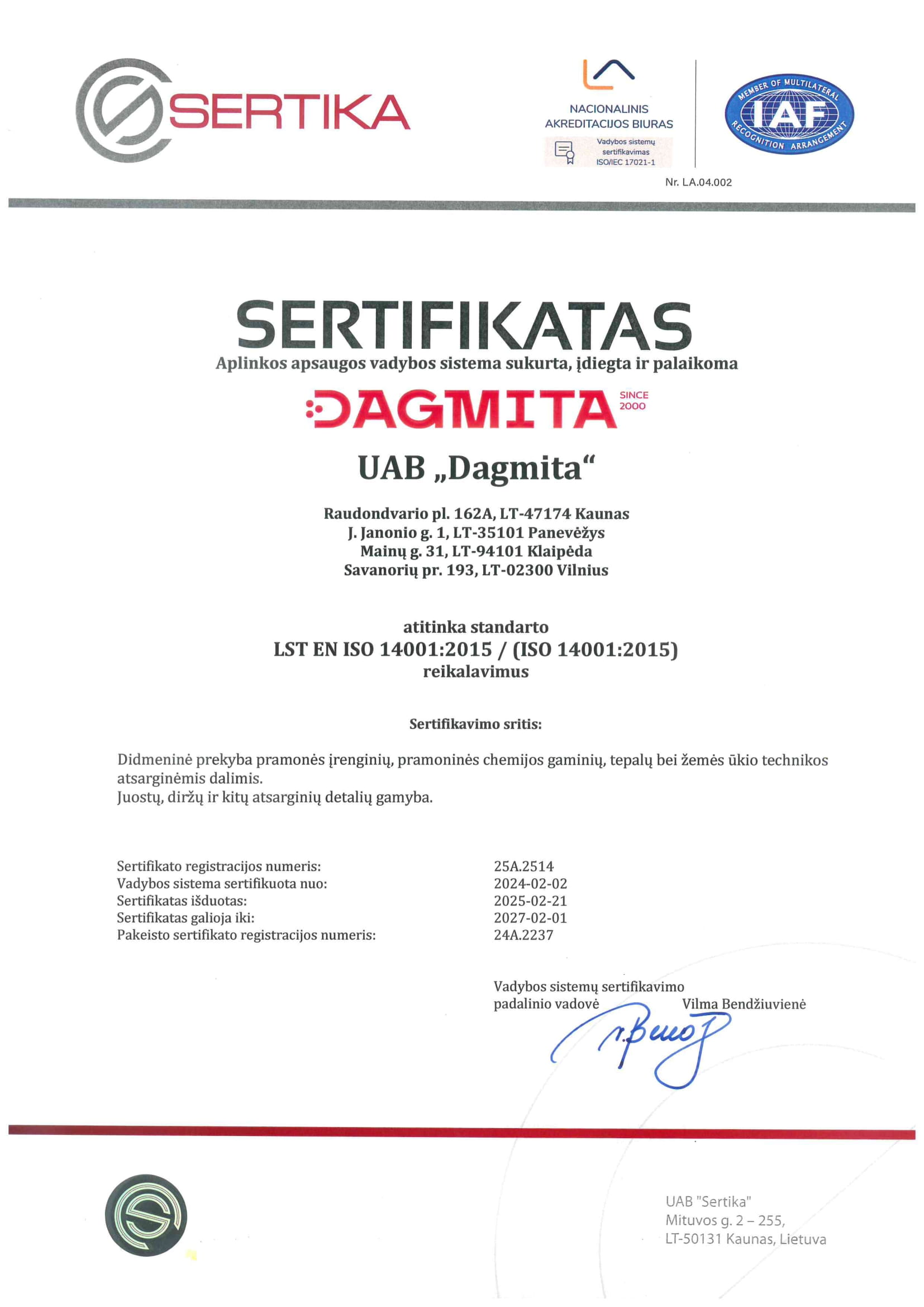 #tvarumas #atsakingasverslas #aplinkosauga #ISO14001 #Dagmita